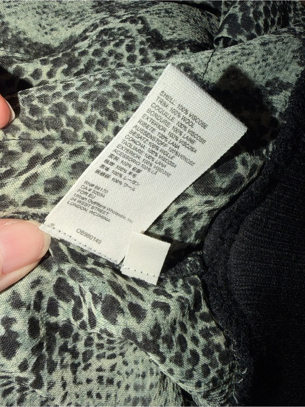 Free People Black and Green Sheer Snakeskin Lori Bomber Jacket with‎ Knit Trim